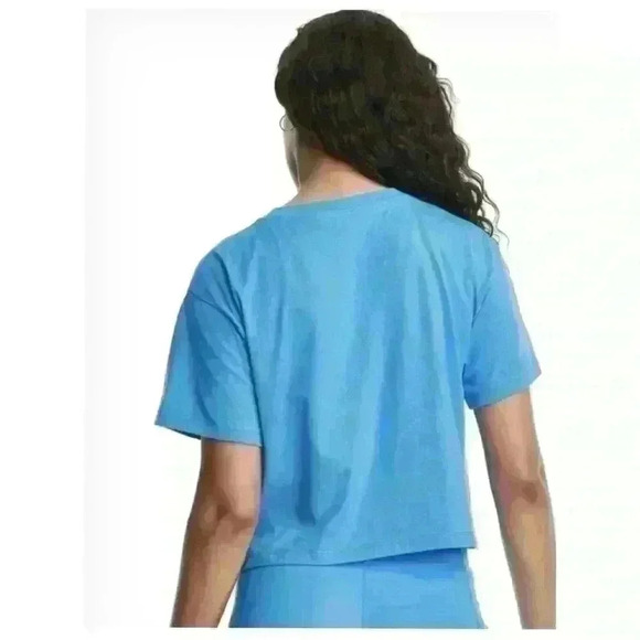 Champion Womens Cropped Graphic-Print T-Shirt Balboa Blue Size M-L - Picture 3 of 12